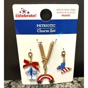 Patriotic Charm Chain Tumbler Stars & Stripes 3 Charms Star, Rainbow, Butterfly
